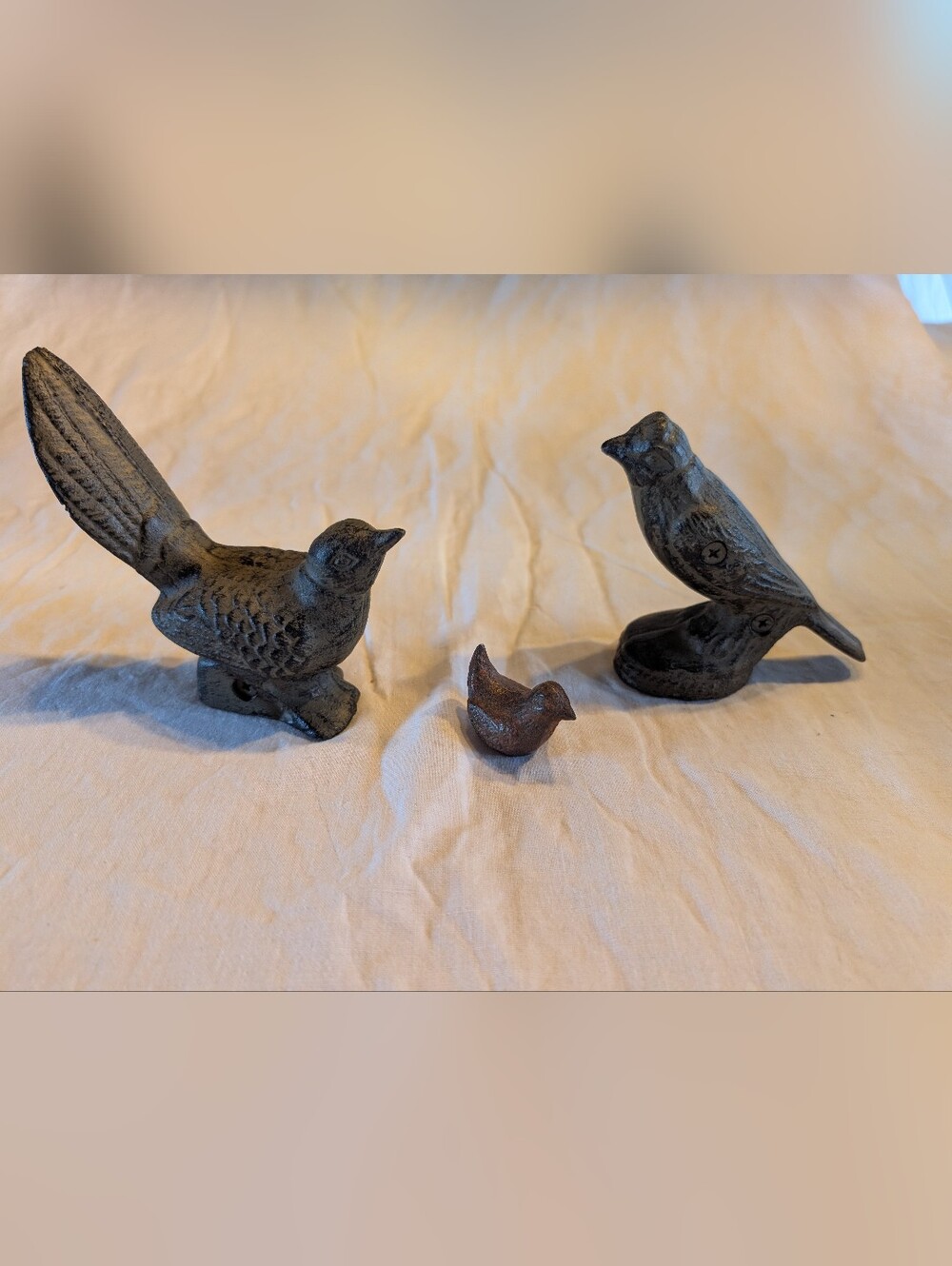 2/40$ Vintage Cast Iron Bird Figurine Trio in Black and Brown - Picture 2 of 12
